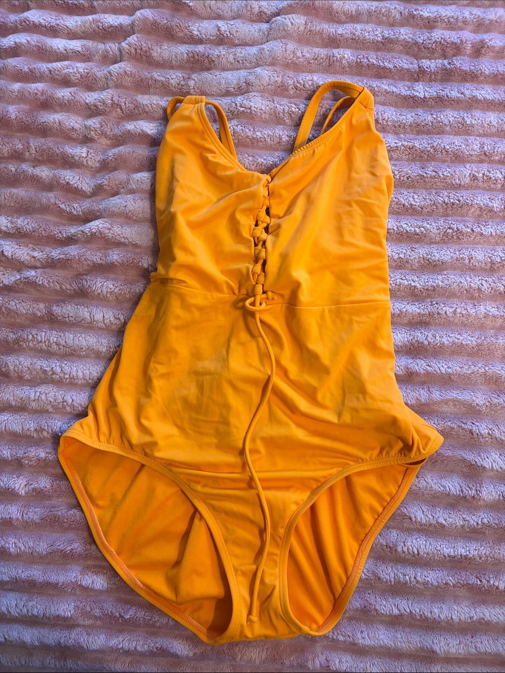 Time and Tru Bright orange Lace-Up One-Piece Swimsuit